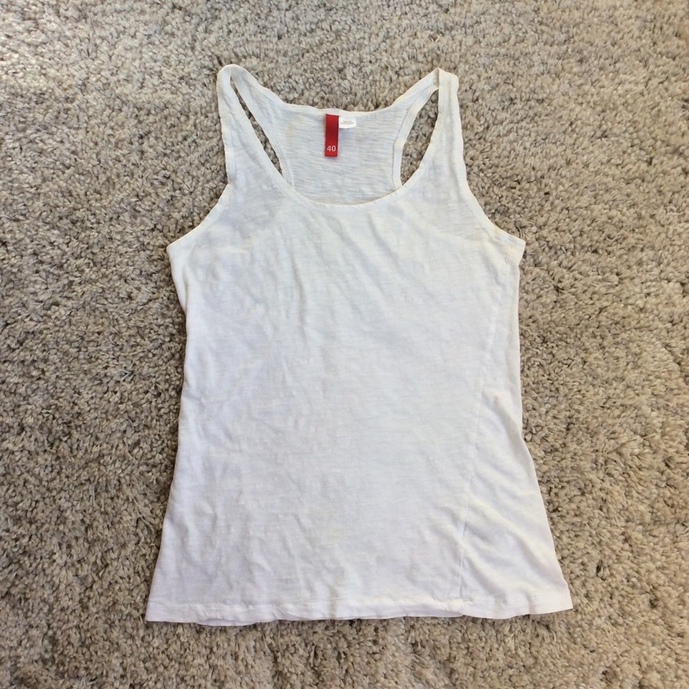 White Scoop-neck Racerback Tank Top